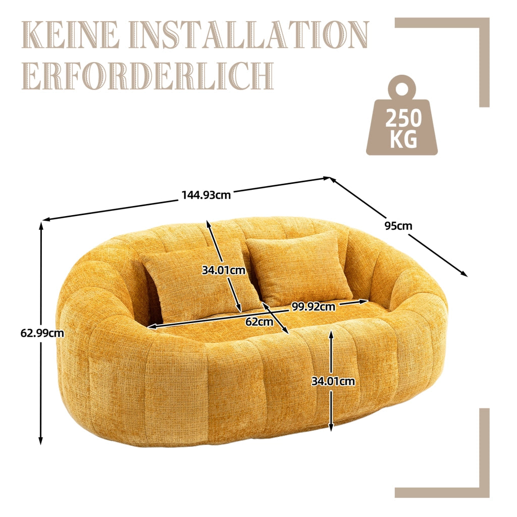 Divano relax in ciniglia gialla 150x95x63 cm; senza installazione