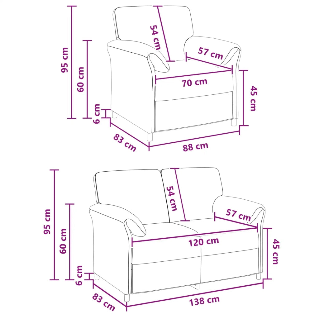 Set di divani 2 pz Blu Velluto 3424894