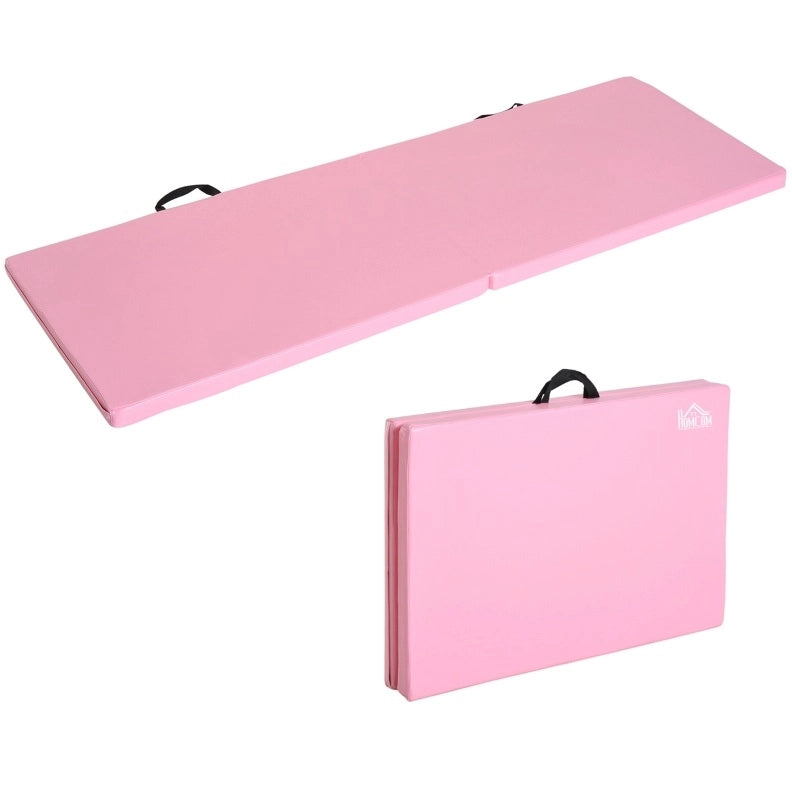 Tappetino da ginnastica pieghevole ULEVR rosa con maniglie, rivestimento sintetico antiscivolo e imbottitura in schiuma EPE
