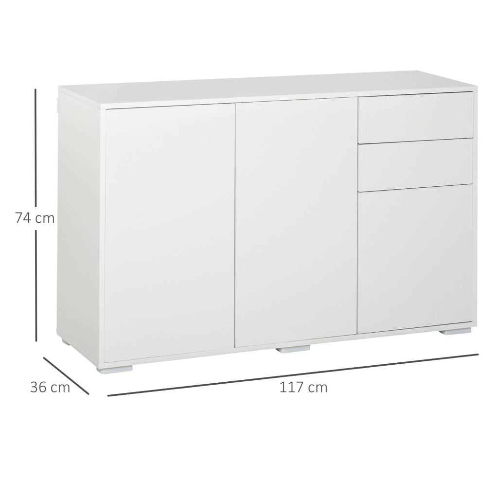 MADIA con 2 cassetti e 3 ante 117x36x74 cm Bianca