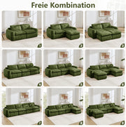 DIVANO Modulare Senza Struttura 264x97x68 cm in Chenille Verde