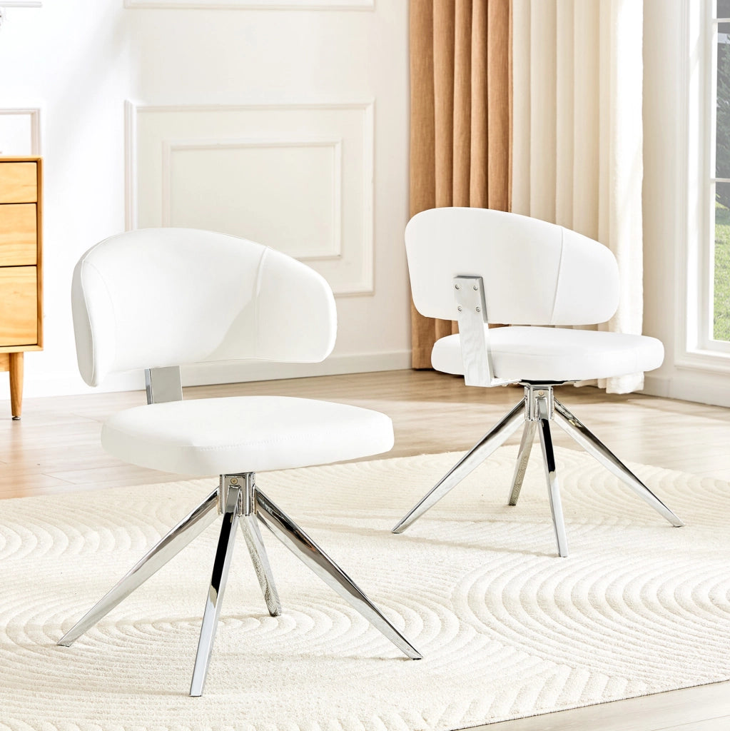 Set di 2 sedie da pranzo 45x50,5x77 cm in PU bianco girevoli -