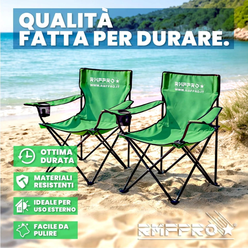 RMF PRO SET 2 SEDIE DA CAMPEGGIO VERDE