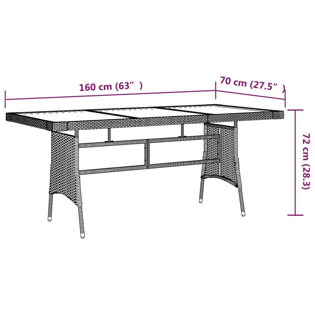 Set da Pranzo per Esterni 7 pz in Polyrattan Nero 3120109