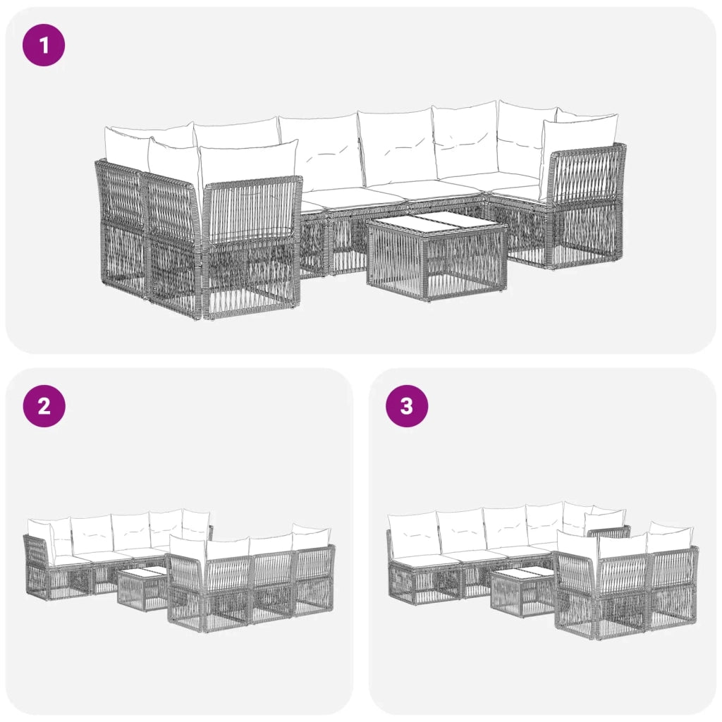 Set Divano da Giardino 12 pz Nero polyrattan 3434278
