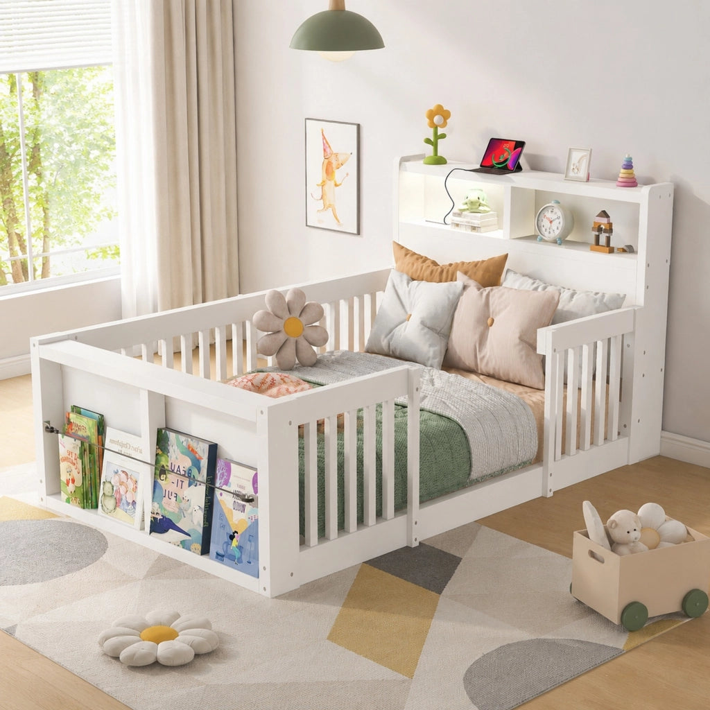 Letto singolo per bambini 90 x 190 cm con USB e luce notturna
