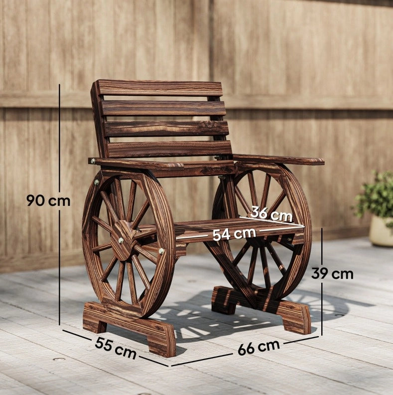 Poltrona da giardino 66x55x90 cm in legno carbone con braccioli -