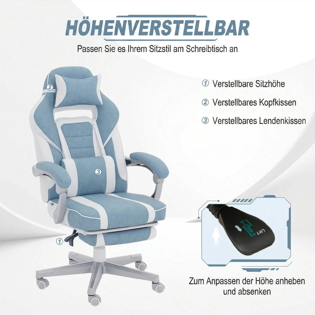 Poltrona Gaming Ergonomica ¨C Minimal ¨C Blu, Tessuto, 63x63x123cm