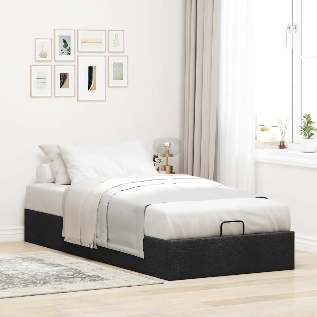 Struttura Letto Pouf senza Materasso Nero 80x200 cm in Tessuto 3310835