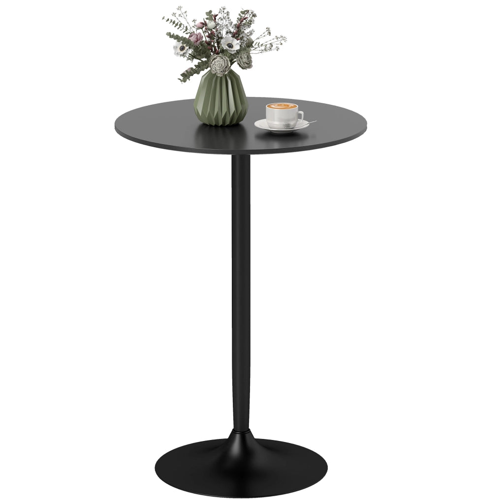 Tavolo da Bar Rotondo Moderno ¨C zephmum ¨C Nero, Acciaio e MDF, ?70x102cm