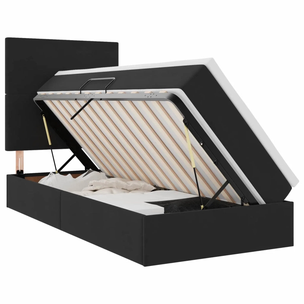 Letto con contenitore LED e materasso Nero 90 x 190 cm Velluto 3372575