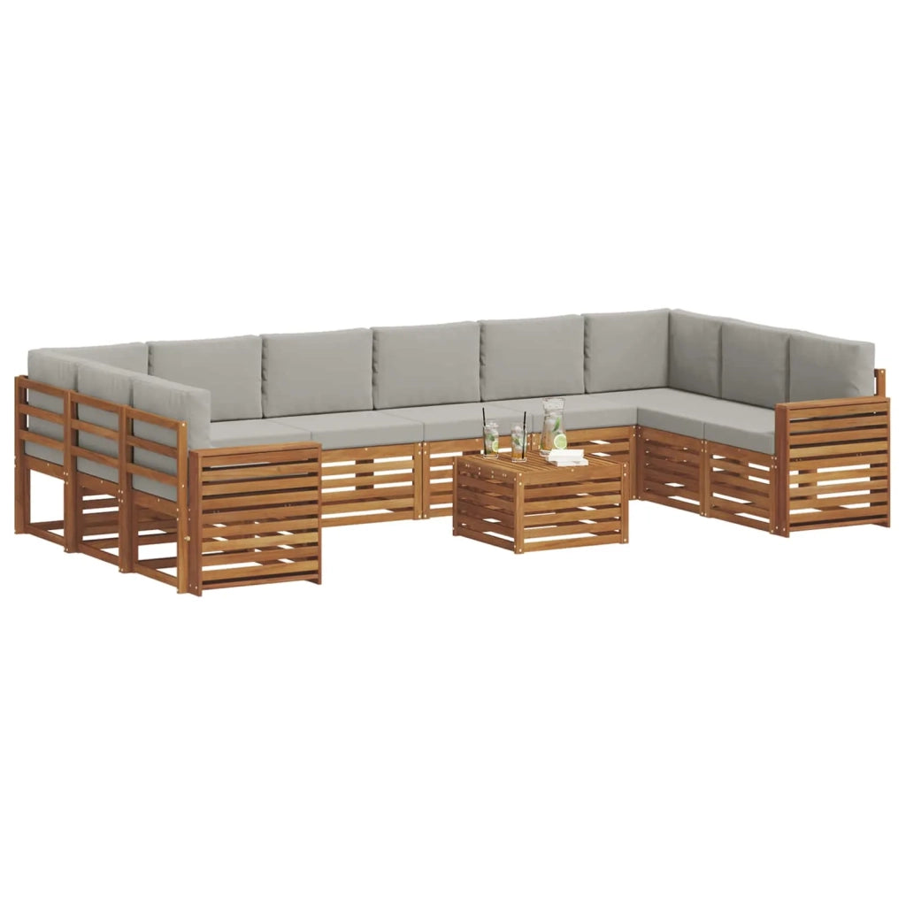 Set divano sezionale 11 pcs Grigio Naturale e Chiaro 3375606