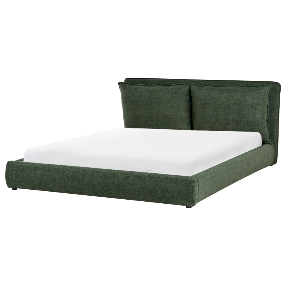 Letto matrimoniale velluto verde scuro 180 x 200 cm testata imbottita