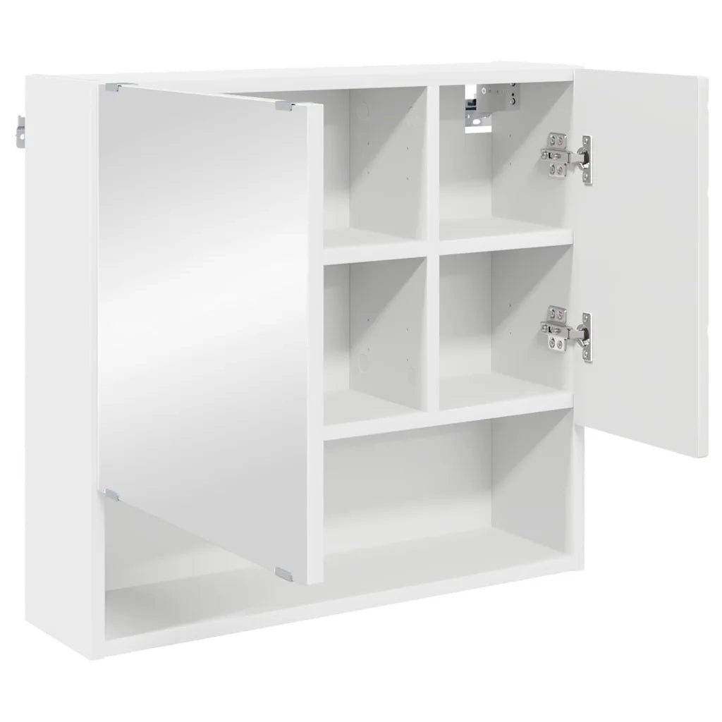 Mobiletto per specchio-Armadietto a Specchio da Bagno Bianco 59 x 17 x 55 cm Legno multistrato
