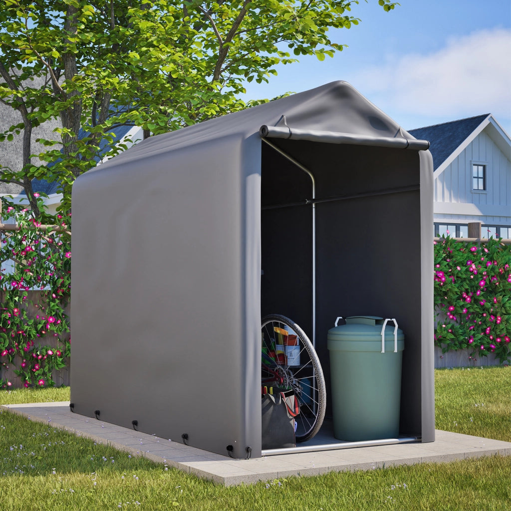 Tenda Garage per Biciclette 187x100x160 cm, Struttura in Acciaio, Impermeabile, Grigio Scuro, per Attrezzi e Accessori, Ideale per Balcone, Terrazzo e Cortile