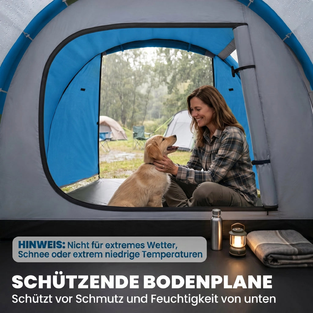 Tenda da campeggio 2 persone con anticamera e zona notte impermeabile azzurro 426 x 206 x 154 cm