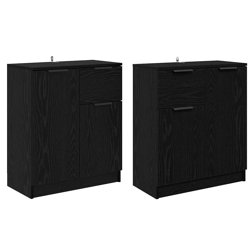 Credenza | Sideboards 2 pcs Rovere Nero 60 x 30 x 70 cm Legno multistrato