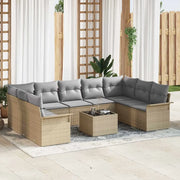 Set Divano da Giardino con archiviazione 10 pcs Nero polyrattan