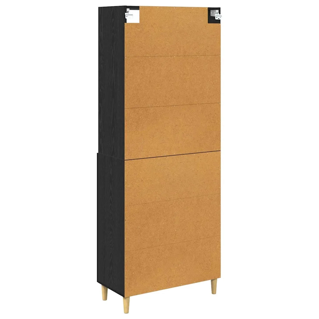 Credenza | Madia | Buffet da pranzo | Armadio da pranzo Rovere Nero 69,5 x 32,5 x 180 cm Legno multistrato