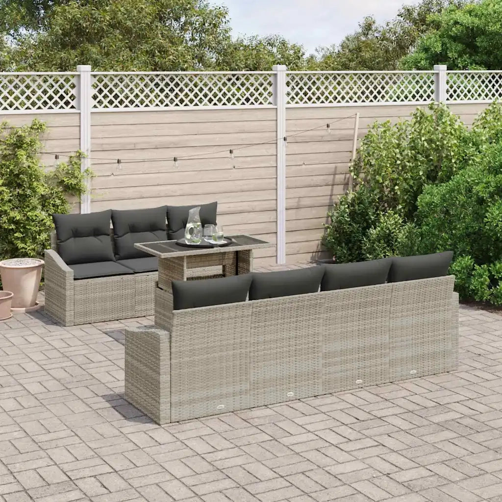 Set Divano da Giardino 8 pcs Grigio chiaro polyrattan