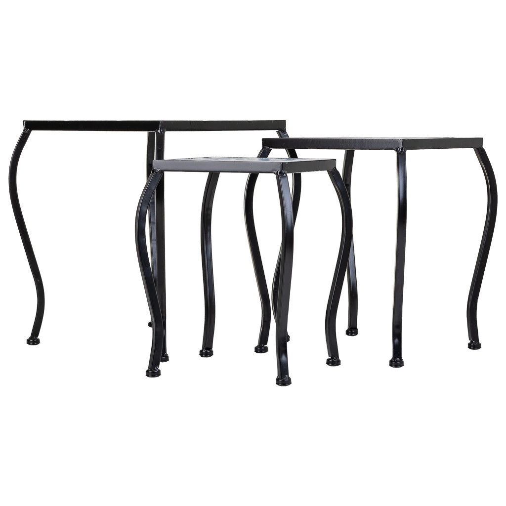 Set di 3 supporti in mosaico nero e metallo