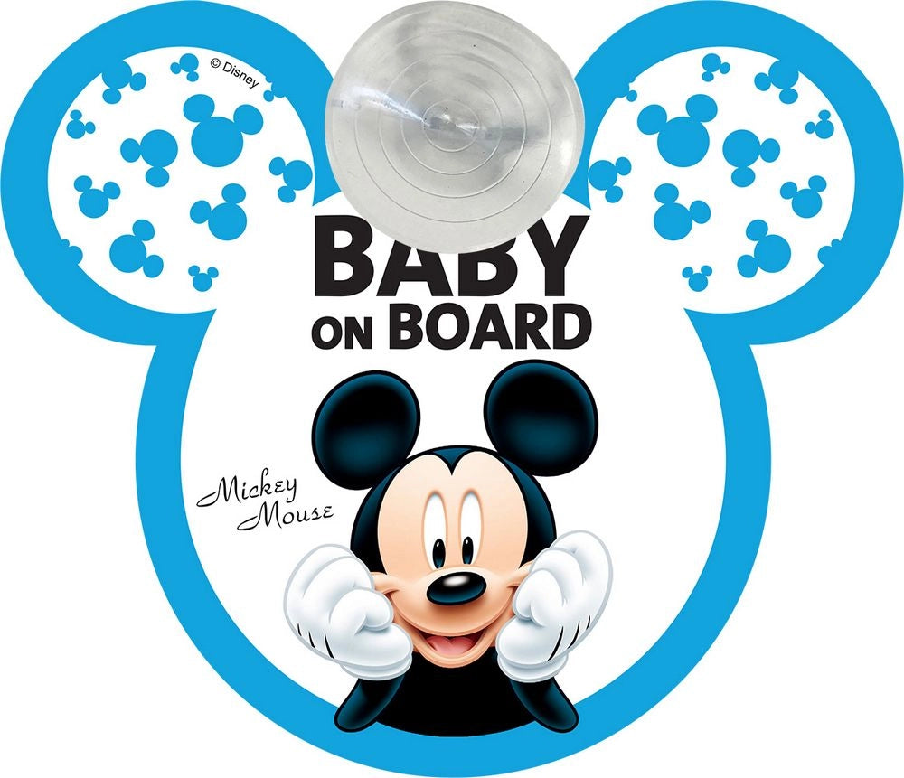 Cartello bimbo a bordo a ventosa con grafiche Disney Mickey Mouse.