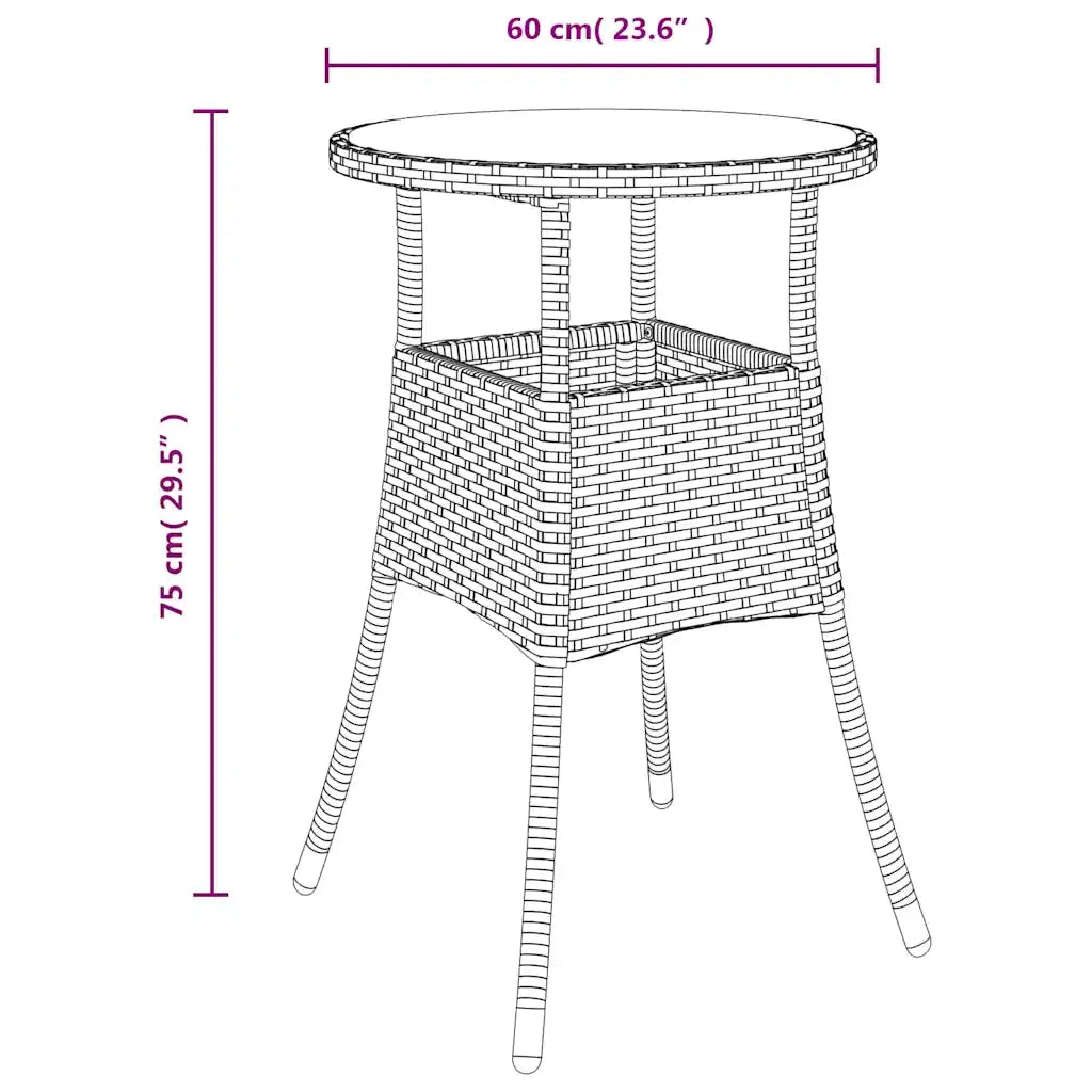 Set Bistr¨° da Giardino 3 pz | Set Salotto da Giardino con Cuscini in Polyrattan Nero