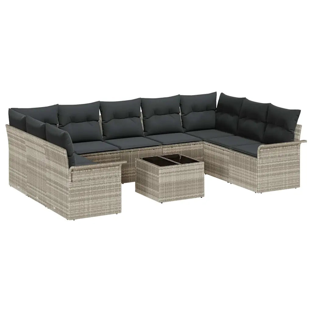 Set Divano da Giardino 10 pcs Grigio polyrattan