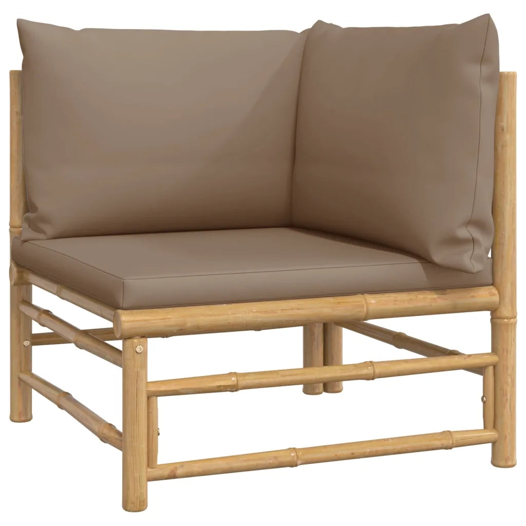 Set Salotto da Giardino 3pz con Cuscini Tortora Bambù 3155119