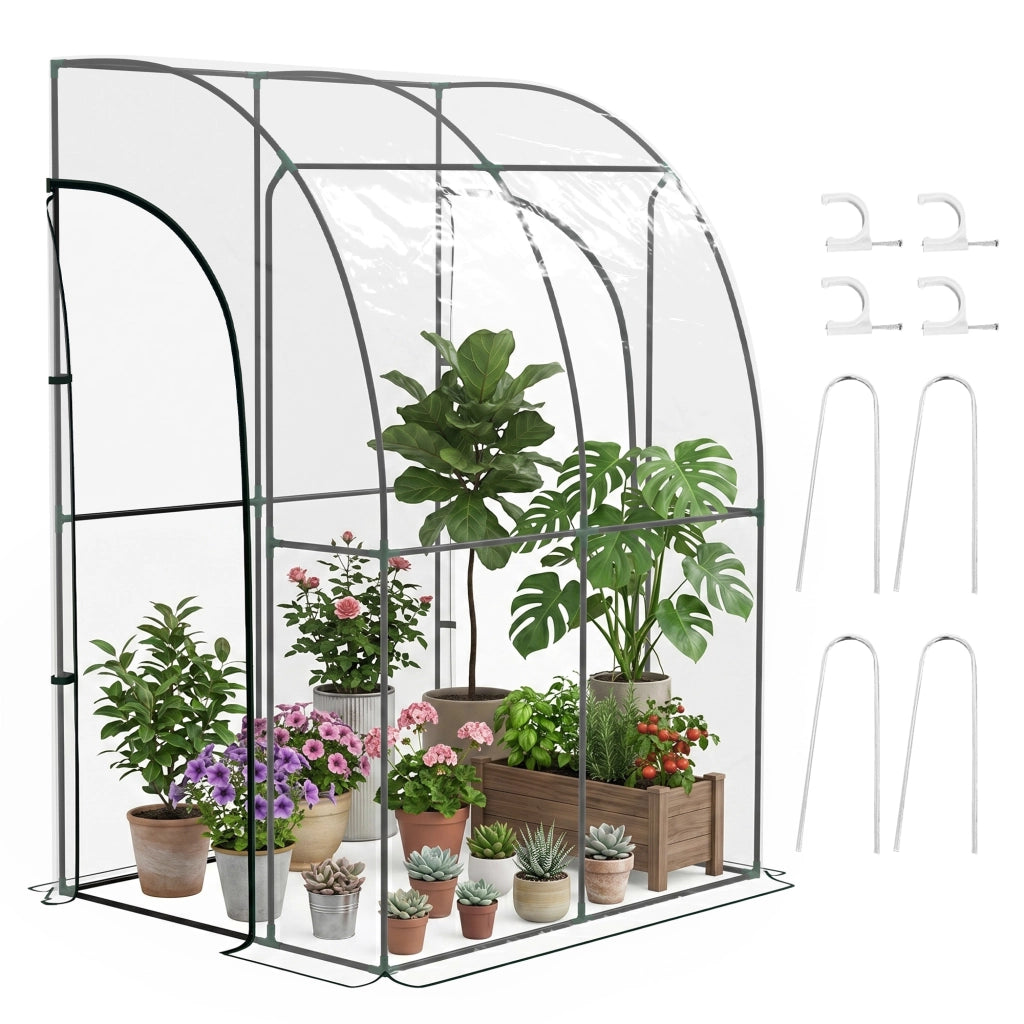 Serra da Giardino Adossata ¨C Minimal ¨C PVC Trasparente Acciaio 2 Porte