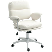 Sedia da ufficio 65x64x88-98 cm con funzione oscillante in pelle sintetica bianca