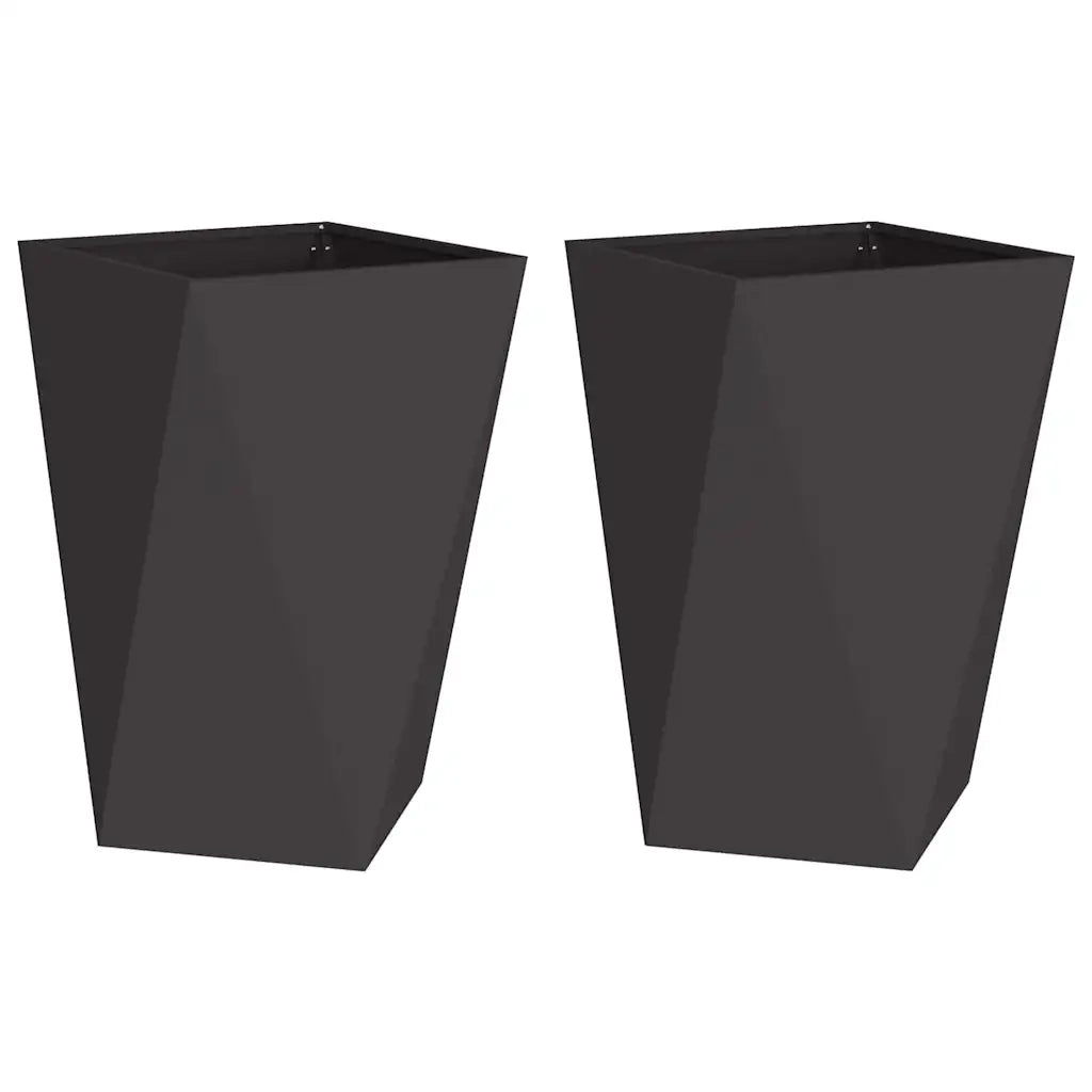 Fioriera 2 pcs Nero 50 x 50 x 75 cm Acciaio