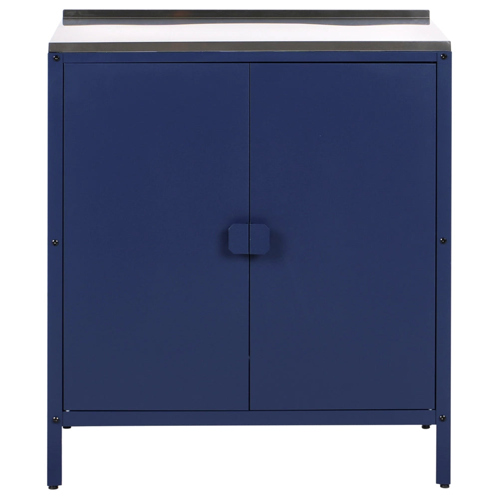 Set di cucina da esterno 2 elementi in acciaio inox blu 2 armadietto e lavello a leva cucina esterna