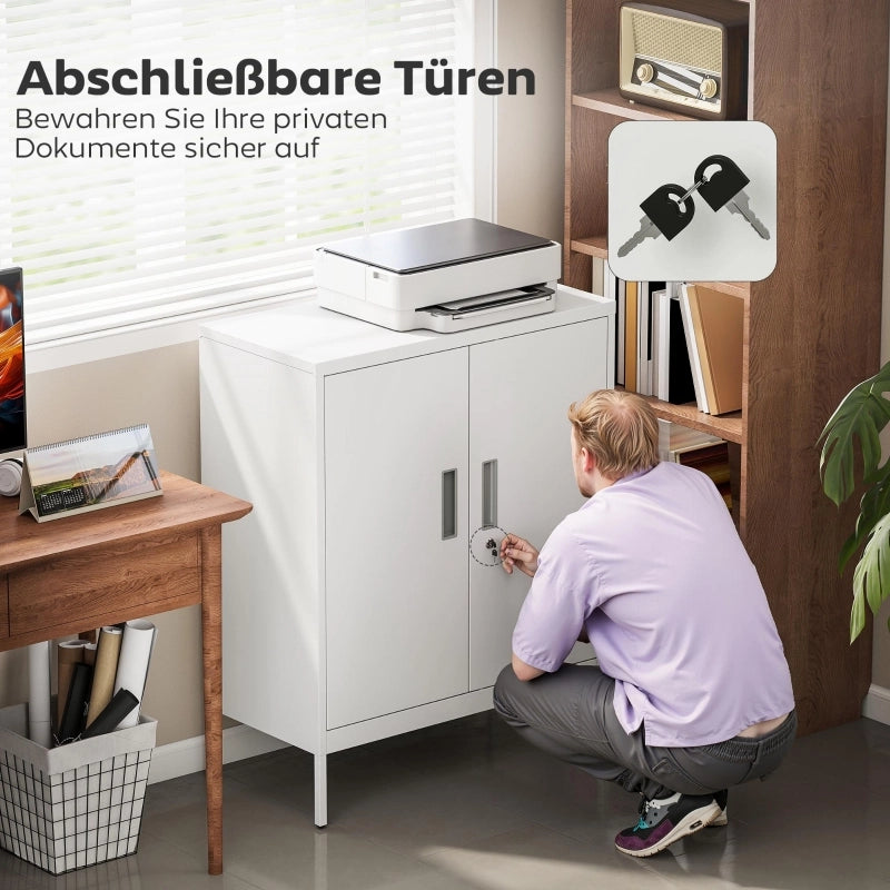 Armadio contenitore con 2 porte e ripiani regolabili in acciaio Bianco 80 x 40 x 100 cm