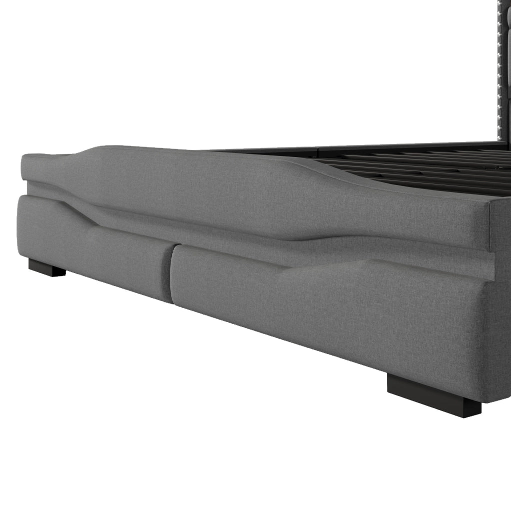 Letto imbottito 160x200 cm con contenitore idraulico, LED e USB-C grigio