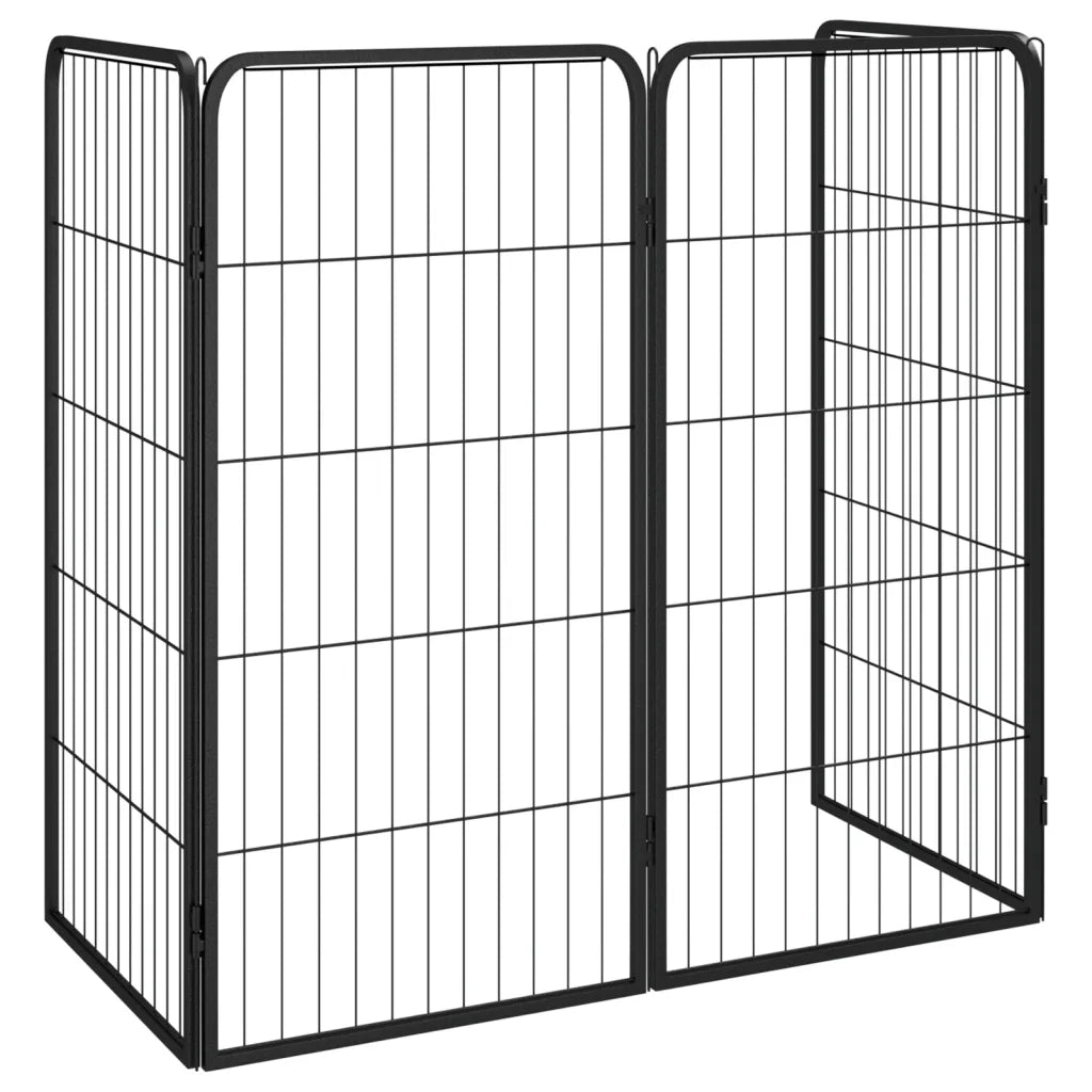 Box Cani a 4 Pannelli Nero 50x100cm Acciaio Verniciato Polvere 171793