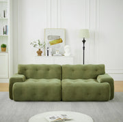 Divano Cloud a due posti, rivestito in tessuto di ciniglia, con braccioli larghi e design moderno 224x104x66 cm verde