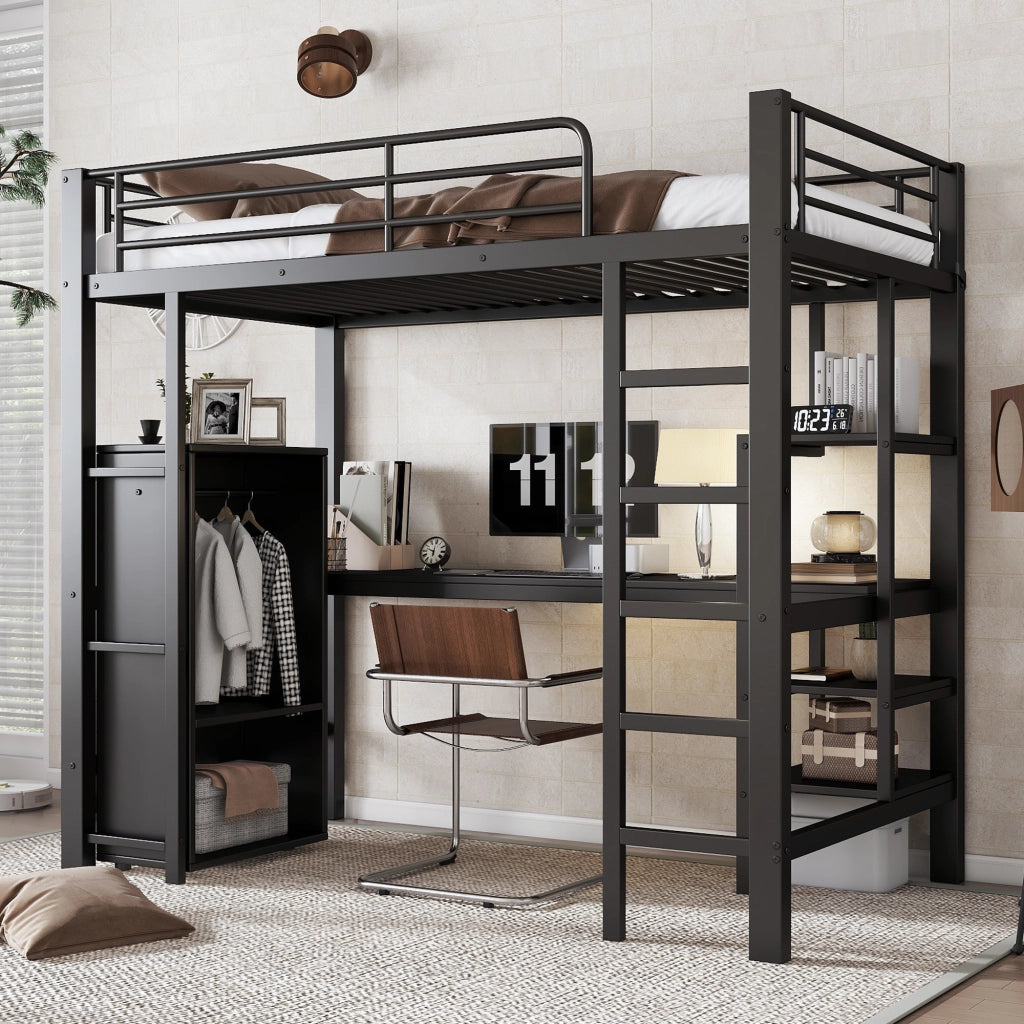 Letto a Castello per Bambini 90x200 cm con Sponde di Sicurezza, Nero