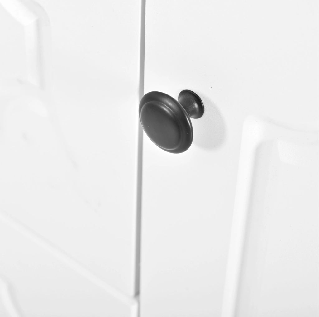 Set mobili bagno moderno 107 cm con lavabo in ceramica, 2 cassetti, mobile sottolavabo e colonna integrata bianco