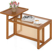 Tavolino Salotto in Vetro Temperato e Rattan a 2 Ripiani
Tavolino da Caffè Salvaspazio Rettangolare con Vassoio Laterale e Decorazioni Rattan, da Studio e Ufficio, 102 x 56 x 56 cm