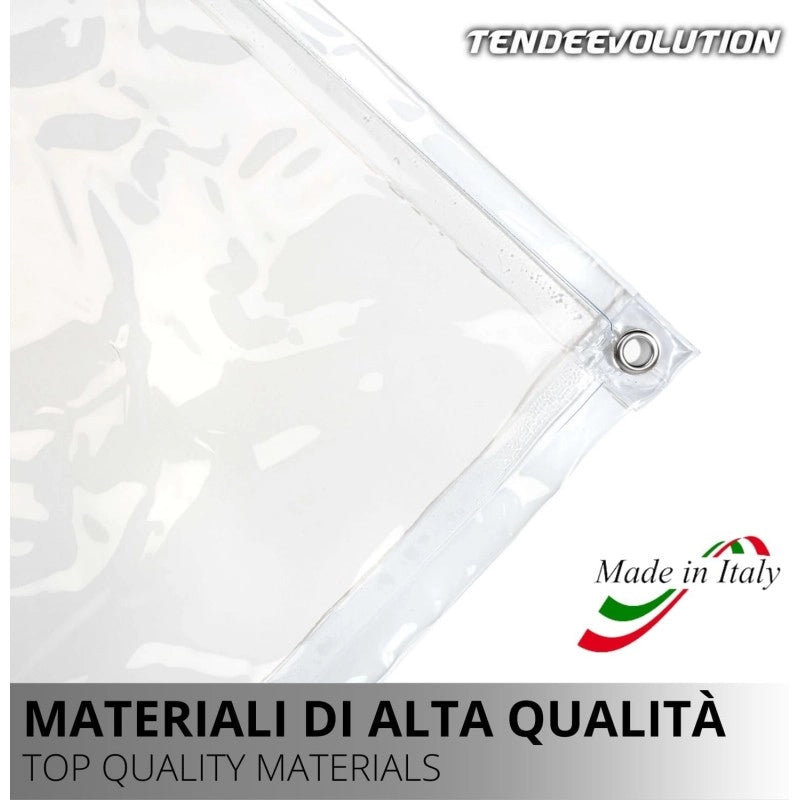 Telo PVC Trasparente 2,7x1m, 0,50mm Spessore, 650g/m² - Telo Cristal con Occhielli Ogni 50cm - Anti-UV, Impermeabile - Qualità Made in Italy
