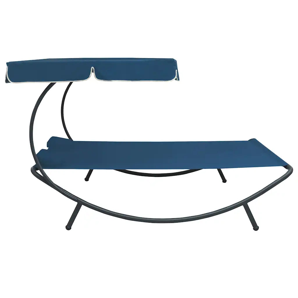 Lettino Prendisole con Baldacchino e Cuscini Blu 313523