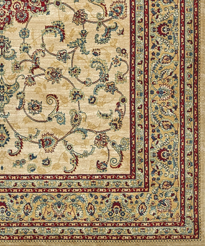 Tappeto KAZAKH 2154 beige e rosso cm.140x200 stile orientale persiano alta qualità con effetto lucente