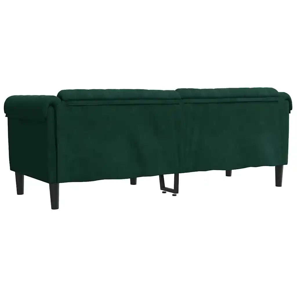 Divano a 3 Posti-Sofa 3 Posti Verde Scuro in Velluto