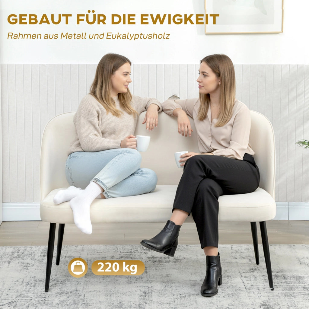 Divano 2 posti ¨C Minimal ¨C Tessuto beige, metallo e legno