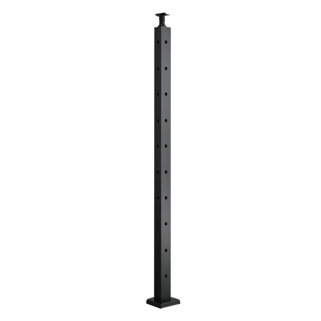 Palo Ringhiera Balaustrata in Acciaio Inox SUS304 Nero 914x108x68 mm con Fori a L Resistente per Balcone Terrazza e Giardino