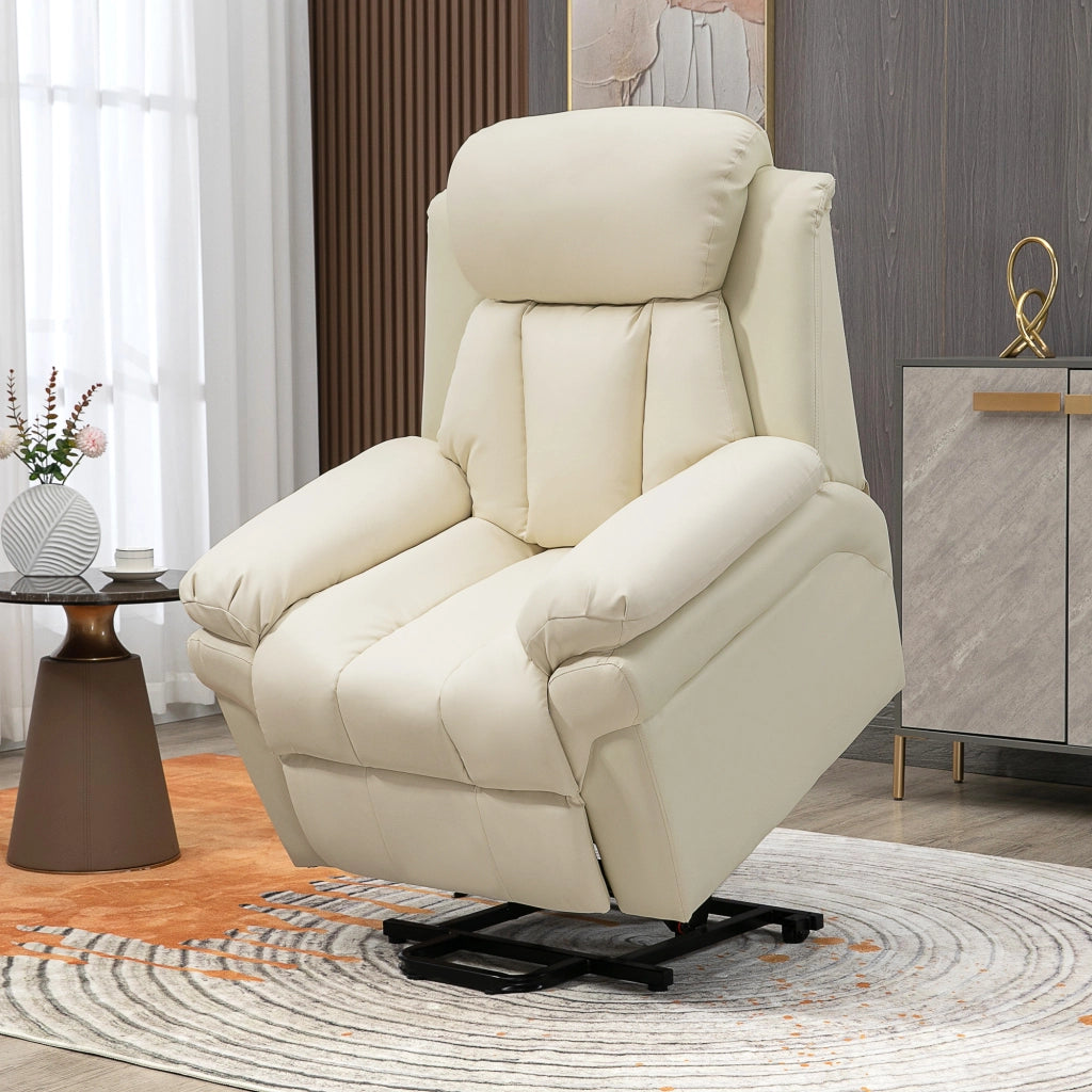 Poltrona Relax Elettrica Alzapersona ¨C Xylo ¨C Reclinabile con Poggiapiedi Similpelle Crema