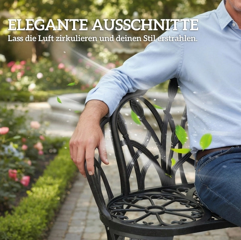 Panca da giardino 2 posti in alluminio nero con motivo tulipani