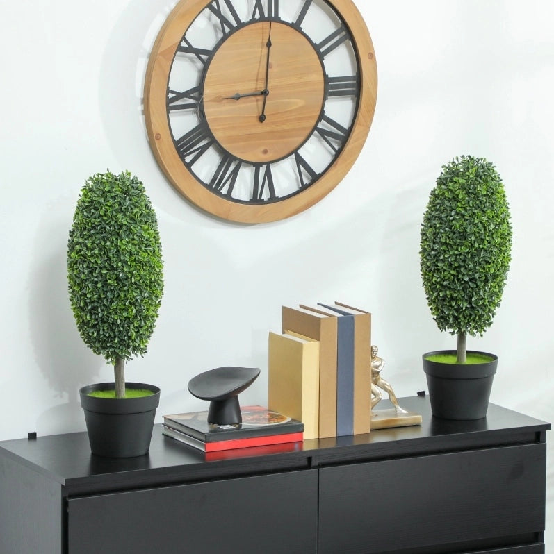 Set di 2 piante artificiali da 60 cm in plastica verde UV per interno/esterno