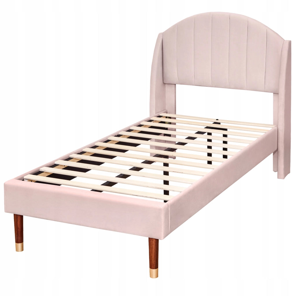 Letto imbottito 90x200 - Xylo - Rosa, velluto